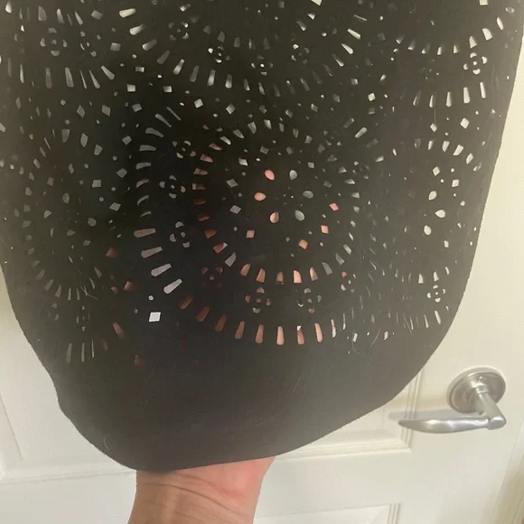 Dex LBD Black Dress With Laser Cut Lace Detail - Picture 3 of 5